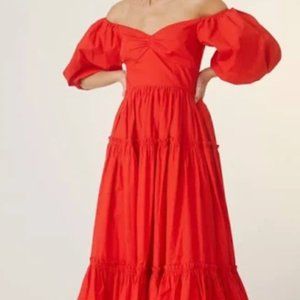 Anthropologie Off-The-Shoulder Poplin Midi Dress Atsu